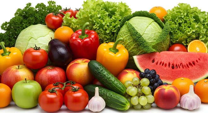 Grupo de diferentes frutas y verduras