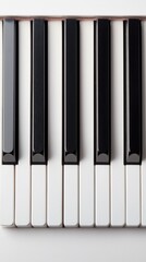 Naklejka premium Close-up of Piano Keyboard with Black and White Keys Showing Detailed Texture and Focus for Music Instruments and Musical Performance Themes