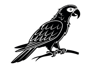 Fototapeta premium Perched Parrot Silhouette Artwork, Elegant Parrot in Profile Design