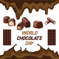 Flat world chocolate day illustration with chocolate sweets