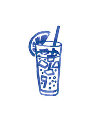 Watercolour hand drawn summer drinks cocktail. Freehand doodle drinks,  hand drawn cocktail can use as print, element desing, poster, textile, clothes print, label, invitation, menu illustration.