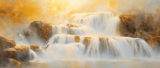 Golden Waterfall Cascade