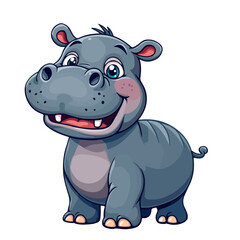 Fototapeta premium Hippopotamus cartoon vector on white background