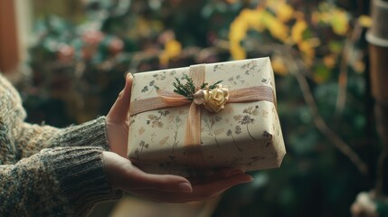 A person receiving a beautifully wrapped gift as a token of gratitude