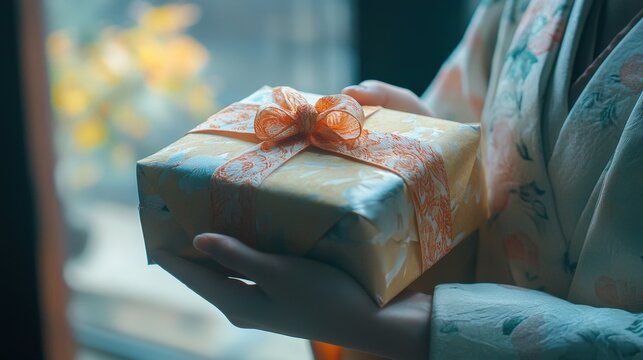 A person receiving a beautifully wrapped gift as a token of gratitude