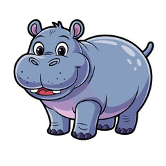 Naklejka premium Hippopotamus cartoon vector on white background