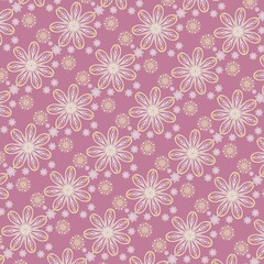 Abstract pattern fabric background pink with white flowers