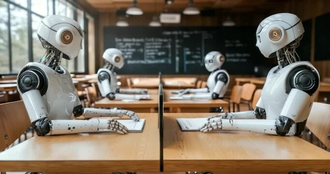 Robots learning in classroom
