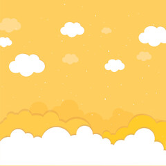 Abstract summer nature design with sunlight rays through blue sky clouds, a vector illustration