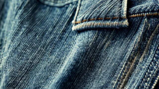 Cinematic Close-Up of Grey Denim Fabric Texture: A Detailed Exploration of Retro Fashion in Video