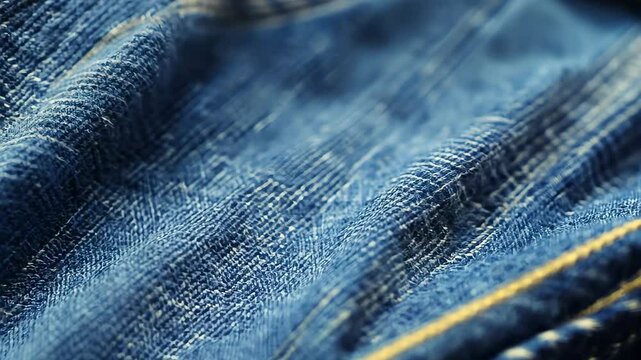 Extreme Detail of Blue Denim Texture in Macro Video � Vintage Fashion Background