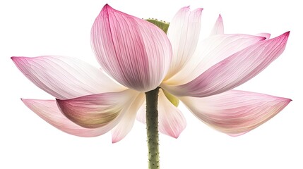 Fototapeta premium Pink Lotus Flower in Full Bloom Isolated on a White Background