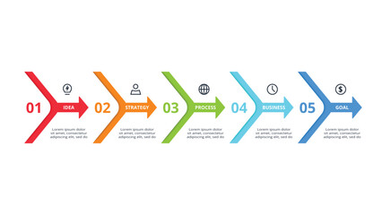 Workflow concept for infographic with 5 steps, options, parts or processes. Business data visualization.