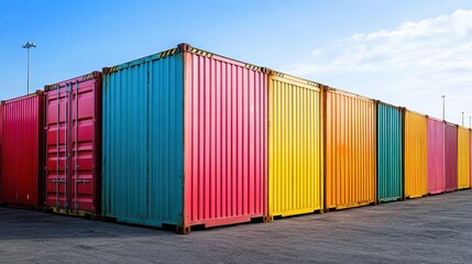 Fototapeta premium Containers in shipping yard, shipping port. 