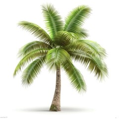 Vibrant tropical palm tree against a plain white background.