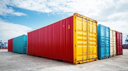 Fototapeta premium Containers in shipping yard, shipping port. 