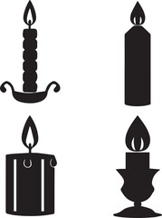 Fototapeta premium burning candle vector, burning candle silhouette vector, burning candle logo vector illustration