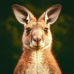 Fototapeta premium Kangaroo posing elegantly in front of a lush green background surrounded by nature
