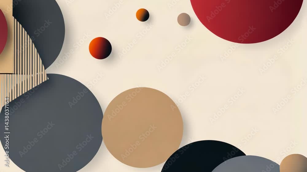 Poster abstract geometric circles in motion with dynamic color transitions and overlapping shapes