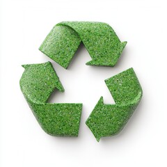 nature conservation and world environment concept Recycling symbol made of green textured material.