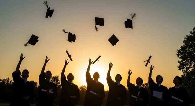 Grupo de estudiantes graduados diversos