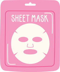 sheet mask in pink package flat illustration
