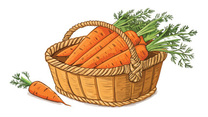 Carrot Illustration vector design, Carrot in basket in white background Illustration vector design