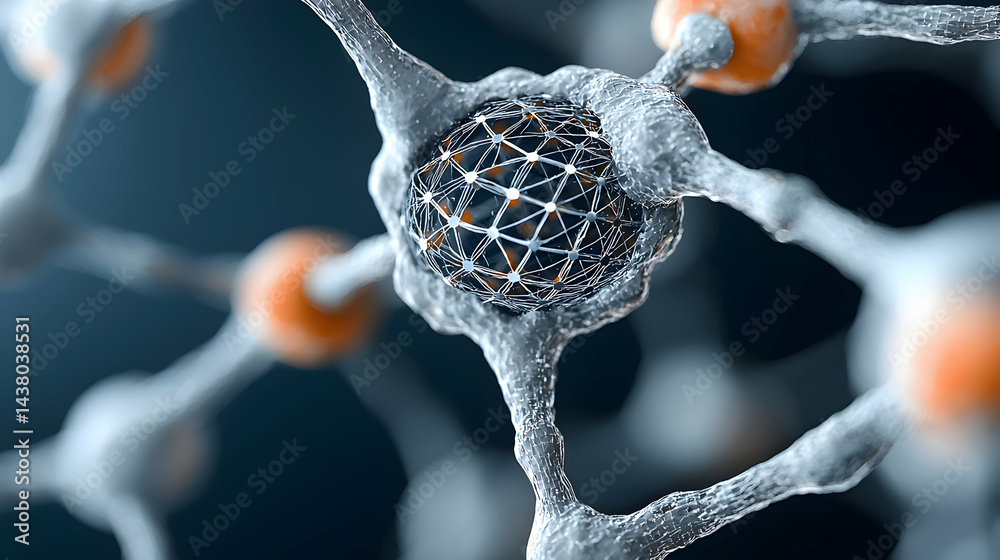 Poster an artistic macro image of molecular structures. this visual can be used in science education promot