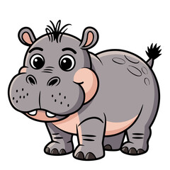 Fototapeta premium Hippo cartoon vector on white background