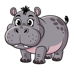 Obraz premium Hippo cartoon vector on white background