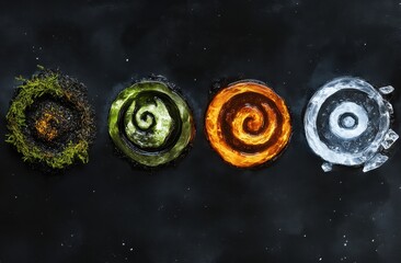 Four elements earth, fire, water, air