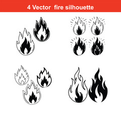 Vector Fire and Flame icons,Flame fire border frame silhouette template