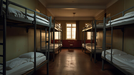 Empty Dormitory at Sunset