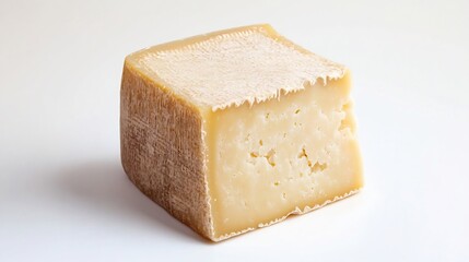 A Whole Block of Parmesan Cheese In Its Original Form Isolated a White Background