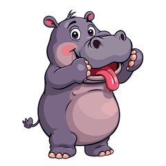 Fototapeta premium Hippo cartoon vector on white background