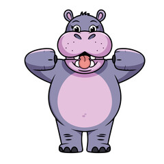 Naklejka premium Hippo cartoon vector on white background