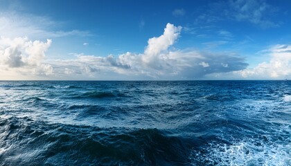 panorama of sea waves against the cloudy sky
