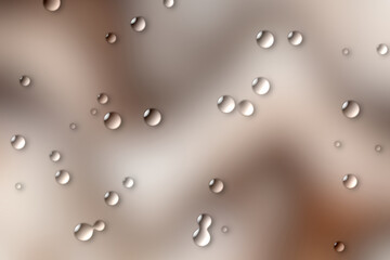 Realistyczne krople wody na beżowym rozmytym tle — abstrakcyjny efekt zaparowanej szyby