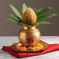 Akshaya Tritiya Indian Festival Greeting Card Illustration With Garland 
