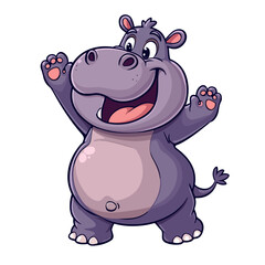 Hippo cartoon vector on white background