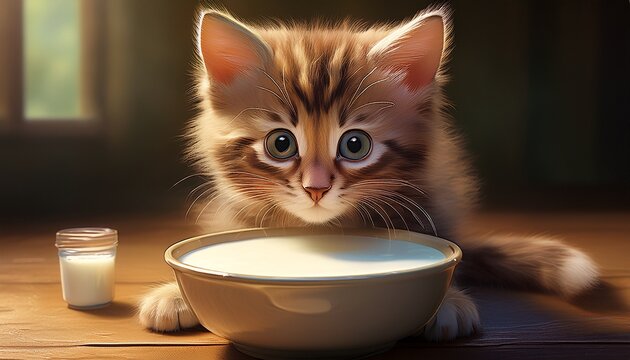 Katzenbaby beim Milchtrinken