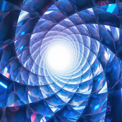 Obraz premium mesmerizing spiral tunnel with vibrant blue and white hues, creating sense of depth and movement. light center evokes feelings of wonder