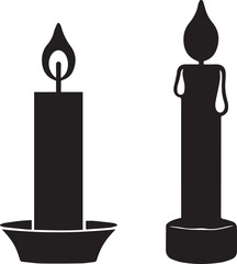 burning candle vector, burning candle silhouette vector, burning candle logo vector illustration