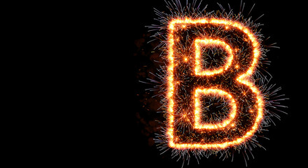 Fiery Sparkler Letter B: Abstract Light Trails Design