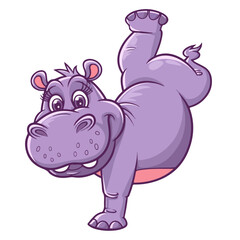 Fototapeta premium Hippo cartoon vector on white background