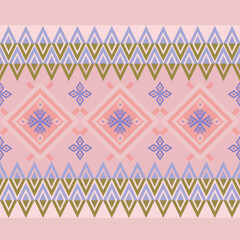 Soft Pastel Pink Tribal Seamless Pattern, A seamless tribal pattern in soft pastel pink tones with diamond and ethnic elements, suitable for wallpapers, fabric, and modern design projects.