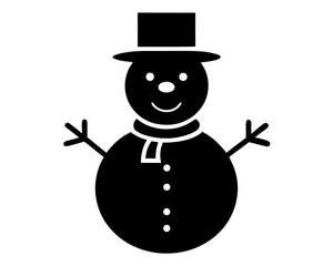 Snowman Vector Illustration | Cute Snowman Silhouette SVG Design for Christmas Crafts