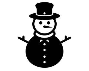 Snowman Vector Illustration | Cute Snowman Silhouette SVG Design for Christmas Crafts