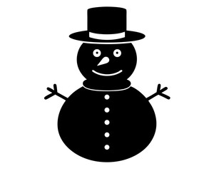 Snowman Vector Illustration | Cute Snowman Silhouette SVG Design for Christmas Crafts