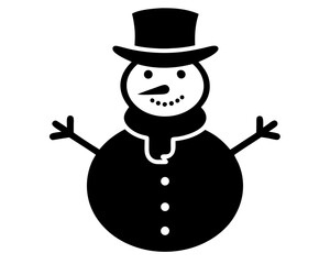 Snowman Vector Illustration | Cute Snowman Silhouette SVG Design for Christmas Crafts